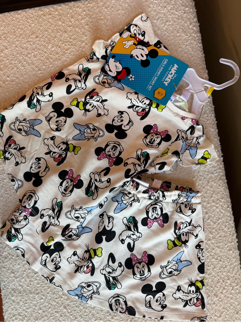 Disney Mickey & Friends Girls' Shorts Set - White with Multicolor Prints